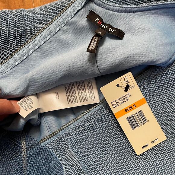 NWT KIIND OF Blue Mesh Overlay Futuristic Pannier Dress Ballerinacore Size S - Picture 8 of 8